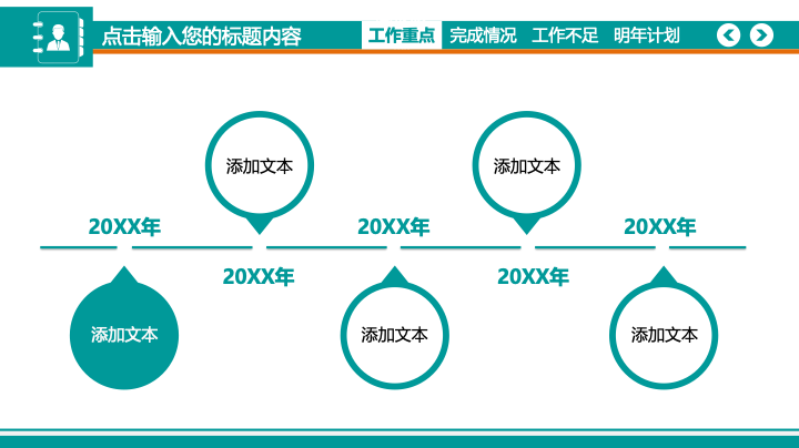 蓝绿简约商务年终总结PPT模板 - 清新工作汇报PowerPoint