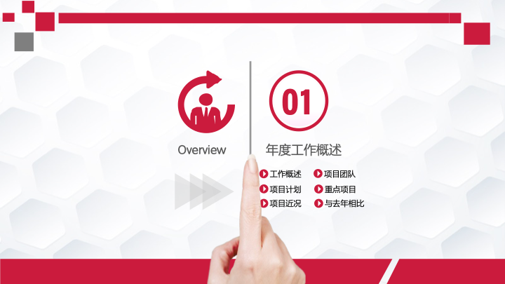 红粉渐变商务汇报PPT模板 - 创意年终总结PowerPoint